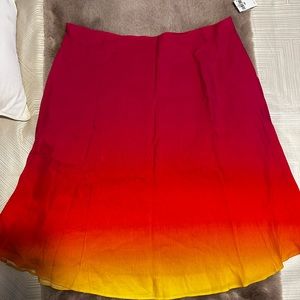 Lauren Ralph Lauren Women's Plus Linen-Blend Midi Skirt 18W Pink, Orange, Yellow